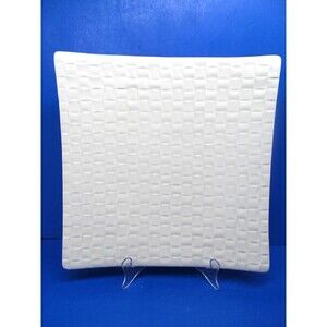 Pereiras Portugal 11 1/4" Square Footed Embossed Weave Plate With Turned Up Edge